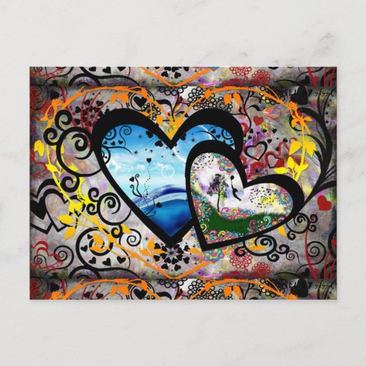 Hübsche Herzen Postkarte (Vorderseite)