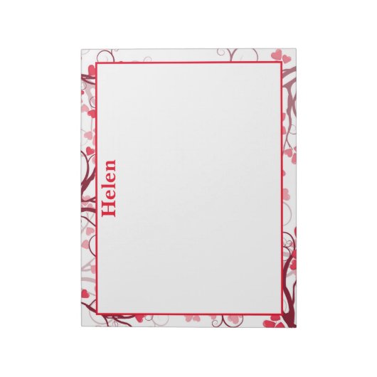 Hübsche Herzen rot-weiß Notizblock (Rotiert)