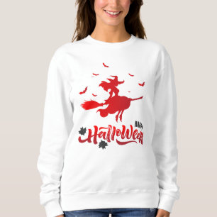 Hübsche Hexe Fliegender Besen Frohes Halloween Sweatshirt