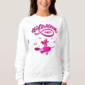 Hübsche Hexe Flying Broom Happy Halloween Sweatshirt (Vorderseite)