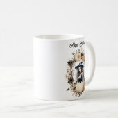 Hübsche Hexe im Halloween-Kranz Kaffeetasse (VorderseiteRechts)