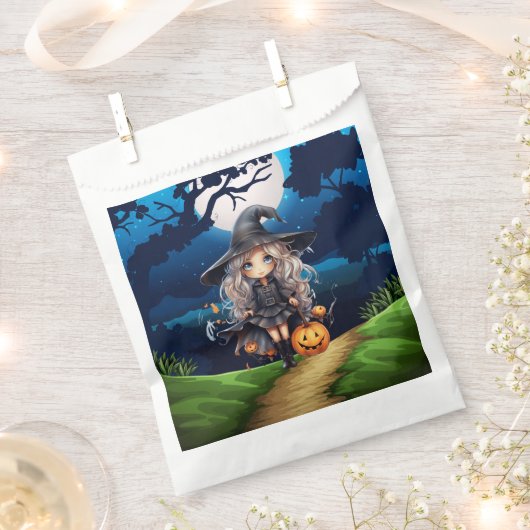 Hübsche Hexe im Wald glückliches Halloween Geschenktütchen (Ausgeschnitten)
