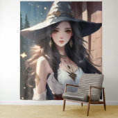 Hübsche Hexe in Weiße Mauer Wandteppich (Beispiel)