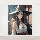 Hübsche Hexe in Weiße Mauer Wandteppich (Vorderseite)