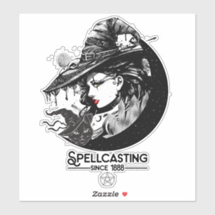 Hübsche Hexe & schwarze Katze Wiccan Wicca Zauberw Aufkleber