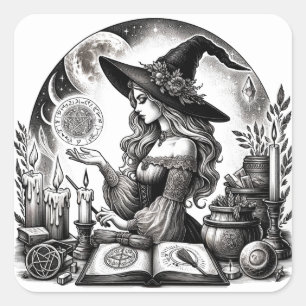 Hübsche Hexen Apotheke Magische Sprüche Quadratischer Aufkleber