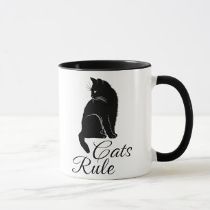 Hübsche, hinten sitzende Katze mit dem Text "Katze Tasse