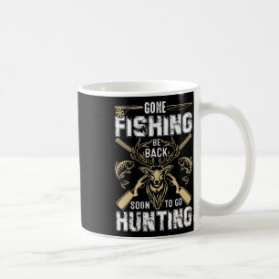 Hübsche Hirschjagd Jäger werden dem Fischfang über Kaffeetasse