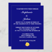 Hübsche Hochzeit der Gelben Rose Navy Einladung (Vorne/Hinten)