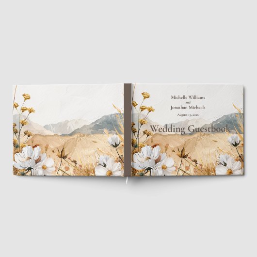 Hübsche Hochzeit der Wildblume Boho Gästebuch (Voll)