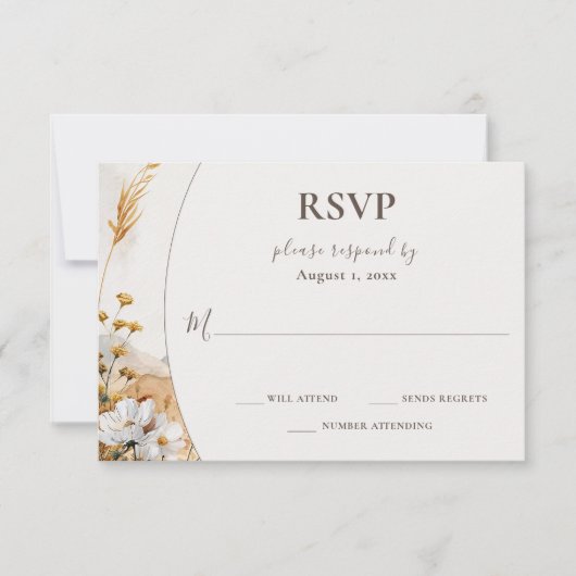 Hübsche Hochzeit der Wildblume Boho RSVP Karte (Vorderseite)