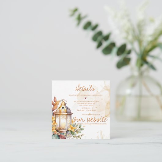 Hübsche Hochzeit im Herbst Lantern Gelb Begleitkarte (Stehend Vorderseite)