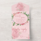 Hübsche Hochzeit in Rosa All In One Einladung (Innen)