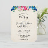 Hübsche Hochzeit in Rosa und Blau der Blume Einladung (Stehend Vorderseite)