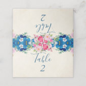 Hübsche Hochzeit in Rosa und Blau der Blume Platzkarte (Außenseite Aufgefaltet)