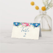Hübsche Hochzeit in Rosa und Blau der Blume Platzkarte (Rückseite)