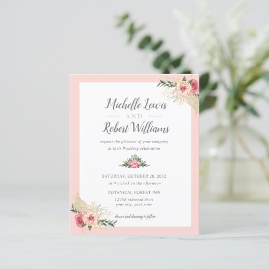 HÜBSCHE Hochzeit in Rosa und Grau (Stehend Vorderseite)