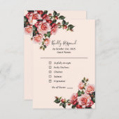 Hübsche Hochzeit in Rosa und rote Rosen RSVP Karte (Vorne/Hinten)