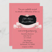 Hübsche Hochzeit in Rosa und Schwarz Einladung (Vorne/Hinten)