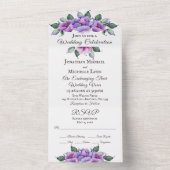 Hübsche Hochzeit Lila und rosa Blumengärten All In One Einladung (Innen Boden)