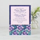 Hübsche Hochzeit mit blauer Farbe Einladung (Stehend Vorderseite)
