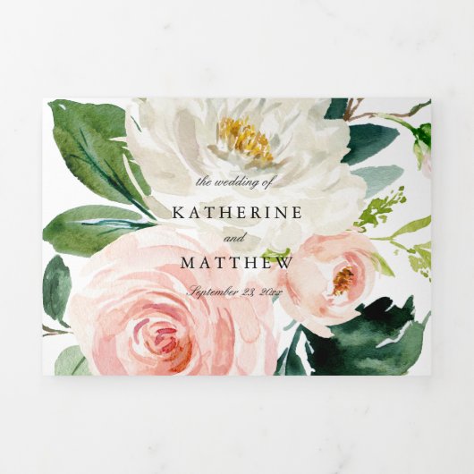 Hübsche Hochzeit mit floralen Fotos Dreifach Gefaltete Einladung (Cover)
