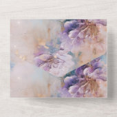 Hübsche Hochzeit mit Lila Blau und Gold All In One Einladung (Rückseite)