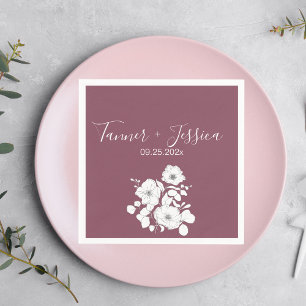 Hübsche Hochzeit mit Lila und weißen Blumen Serviette