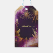 Hübsche Hochzeit mit Lila Wasserfarben und Goldflo Geschenkanhänger (Rückseite)