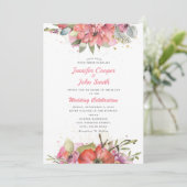 Hübsche Hochzeit mit rosa Blütenfarbe Einladung (Stehend Vorderseite)