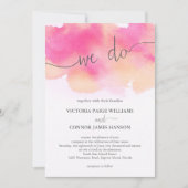 Hübsche Hochzeit mit rosa Wasserfarbe Einladung (Vorderseite)