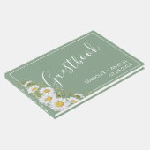 Hübsche Hochzeit von Basil Green & White Daisies Gästebuch (Ecke)