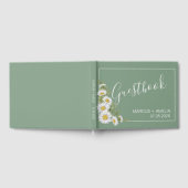 Hübsche Hochzeit von Basil Green & White Daisies Gästebuch (Voll)