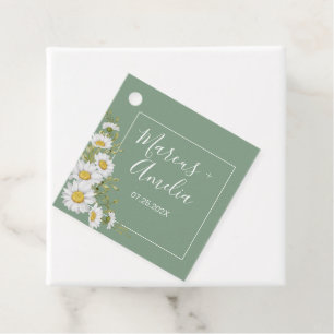 Hübsche Hochzeit von Basil Green & White Daisies Geschenkanhänger
