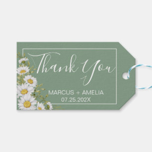 Hübsche Hochzeit von Basil Green & White Daisies Geschenkanhänger