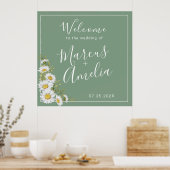 Hübsche Hochzeit von Basil Green & White Daisies Poster (Küche)