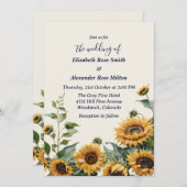 Hübsche Hochzeit von gelben Sonnenblumen Einladung (Vorne/Hinten)