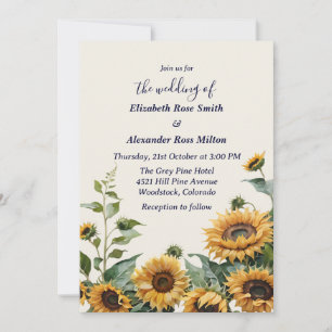 Hübsche Hochzeit von gelben Sonnenblumen Einladung