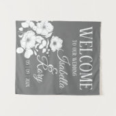 Hübsche Hochzeit von Grau und Weiß Wandteppich (Vorderseite (Horizontal))