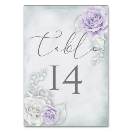 Hübsche Hochzeit von Pale Lilac und White Roses Tischnummer