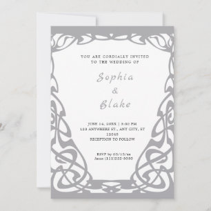 Hübsche Hochzeit von Silber und White Art Deco Einladung