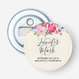 Hübsche Hochzeit zwischen Rosa und Peony Border Flaschenöffner