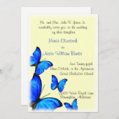 Hübsche Hochzeitseinladung in Gelb und Blau Einladung (Vorne/Hinten)