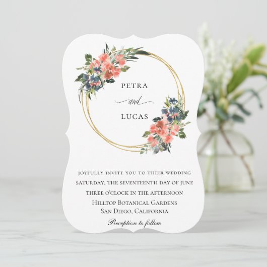 Hübsche Hochzeitsflora Einladung (Stehend Vorderseite)