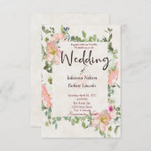 Hübsche Hochzeitsreise mit Rosa Aquarell Einladung (Vorne/Hinten)
