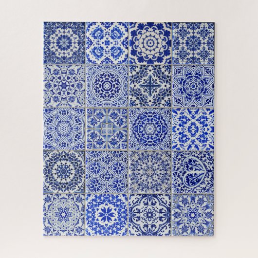 Hübsche holländische Fliesen - Raised Look Blue un Puzzle (Vertikal)