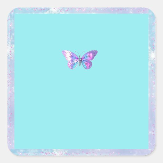 Hübsche Holographic Butterfly Square Sticker - Aqu (Vorderseite)