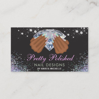 Hübsche Holographic Diamond Glitzer Nails Visitenkarte