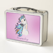 Hübsche Horse Illustration Pastel Mane Personalisi Metall Brotdose (Rückseite)
