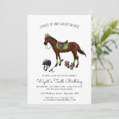Hübsche Horse Jockey Riding Geburtstagsparty Einladung (Stehend Vorderseite)